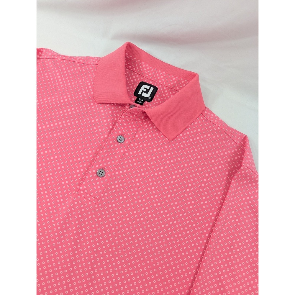 New No Tags Footjoy Golf Polo Bubblegum Pink Mens Large Tiny Bubbles AOP